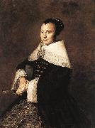 Frans Hals Portrait of a Seated Woman Holding a Fan oil painting reproduction